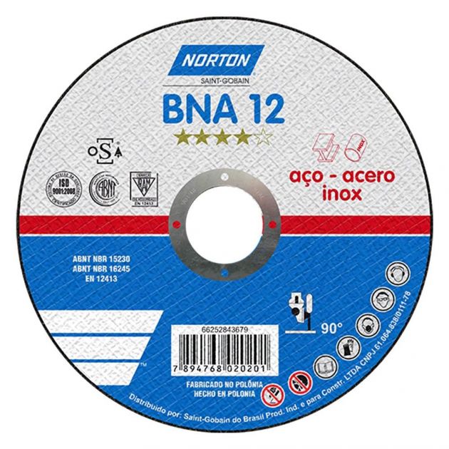 Disco de Corte Aço e Inox 7" 2 Telas - Bna 12 Norton