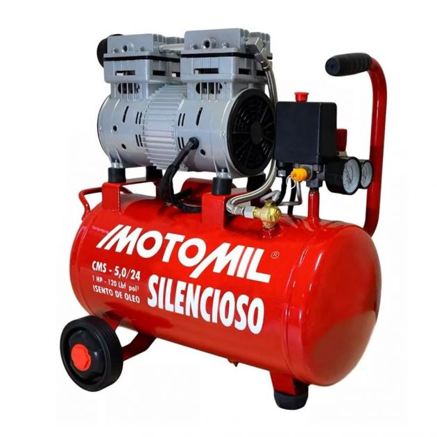 Motocompressor de Ar Silenc 5pcm 120psi Cms-5.0/24l - 220v Motomil